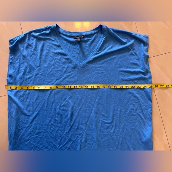 EILEEN FISHER Womens  Boxy V-Neck Tee Shirt Top in Coast Blue Short Sleeve L - Picture 13 of 16